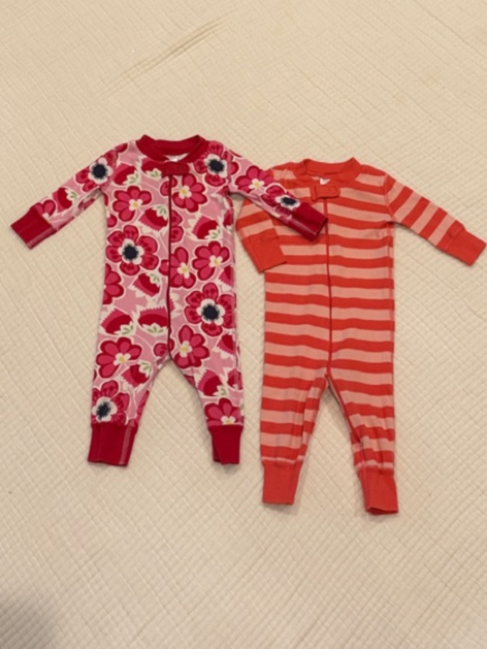 Hanna Andersson Red & Pink Floral and Coral & Peach 100% Cotton Pajamas